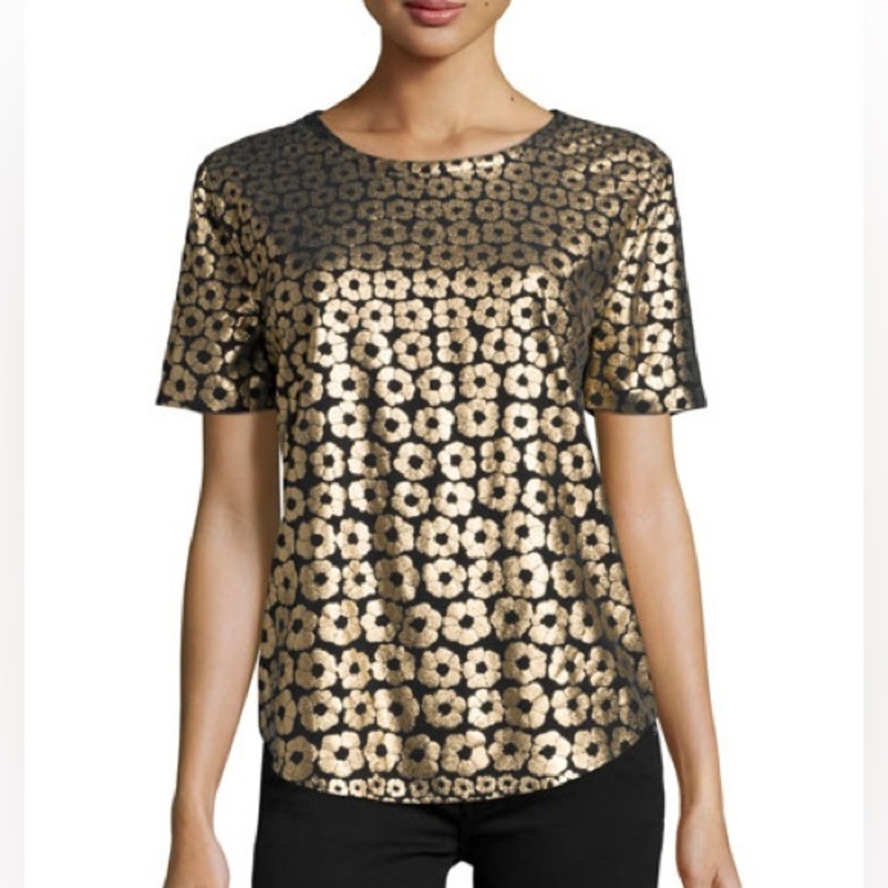 Equipment Riley Metallic Floral-Print Tee